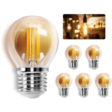 Ampoule LED Filament E27,Blanc Chaud 2200K,420LM,4W(équivalent à 37W), Rétro Ampoule Edison LED G45,Lot de 5 (1/5)