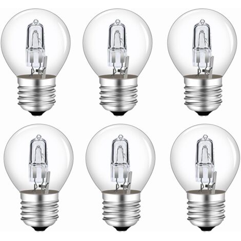 Lot de 6 Ampoule G45 E27 28W, Dimmable Blanc Chaud 2700K Transparent Ampoule Globe G45 E27 AC 230V 370LM pour Lustre, Lampe de Table, Lampadaire (1/5)