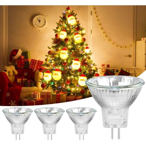 Lot de 4 Ampoules Halogènes MR11 GU4 12V 10W Dimmable, 150LM Blanc Chaud 2800K Spot Halogène GU4 Bi-Pin, 35mm35mm, Ampoule de Remplacement pour Arbre de Noël en Fibre Optique, Eclairage Encastré