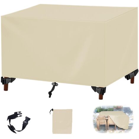 Housse Salon de Jardin, Tissu Housse Table de Jardin 420D Oxford Extérieur,Anti-UV Bache Housses Mobilier de Jardin,pour Ensembles Table et Canap-Beige 60x60x60cm(LxWxH) (1/5)