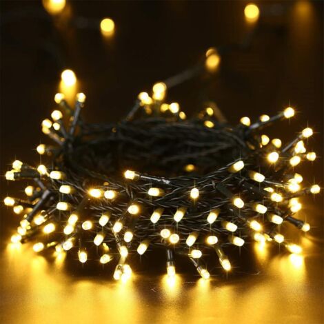 Noël Décoration Guirlande Lumineuse, 10M 100 LED Lumières de Noël Intérieur à Piles 8 Modes Etanche Guirlande Sapin de Noë pour Extérieur Jardin Mariage Anniversaire Maison Fête, Blanc Chaud (1/5)