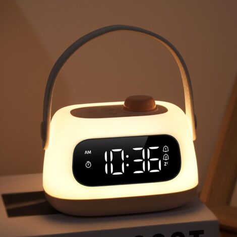 Veilleuse pour Enfants, Réveil LED avec Double Alarme, Gradation Continue, Compte à Rebours, Répétition d'Alarme, Lampe de Chevet pour Chambre d'enfant, Chambre de Bébé, Chambre à Coucher (1/5)