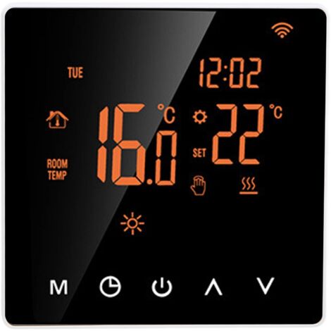 ME81H AC230V 50/60Hz Thermostat Intelligent 590℃ WIFI Thermostat Intelligent LCD écran Tactile Thermostat de Chauffage par le Sol de L'eau pour Tuya(Bouton Blanc Fond Orange 3A) (1/5)