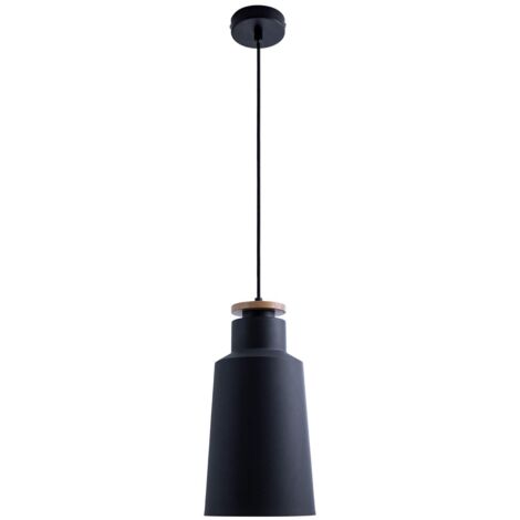 Suspension Lampe Suspendue Salle À Manger Cuisine Scandinave Câble Textile 1,5 m Raccourcissable Montage Simple E27, Couleur: Bois noir, Type de lampe: Design I (1/4)