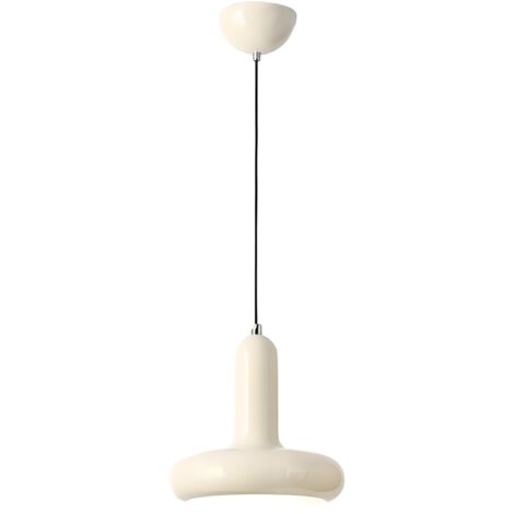 Suspension Luminaire Moderne Coloré avec Douille E27 et Câble Réglable 150cm, Plafonnier Métal Peint pour Cuisine, Chambre, Salle à Manger, Café ou Intérieur Minimaliste (Crème) (1/5)