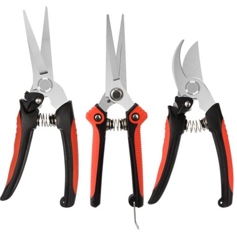 Sécateur Jardin Set, Professional Sécateur Main Bypass Cisailles d'élagage Ciseaux à Fleurs Cisailles à Haie pour Travaux de Jardin et Pelouse, Verrou à Ressort en Acier Inoxydable - 3 Pièces (1/5)