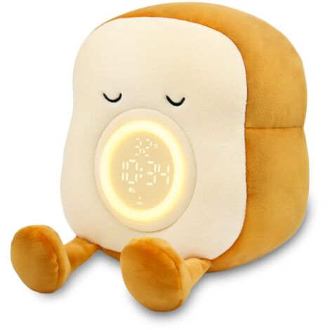 Adorable Reveil Enfant,Toast Mignon Reveil Fille,reveil Pedagogique avec Support pour Téléphone,Rechargeable Et Gradable Veilleuse Enfant,Réveil Double avec Répétition De Réveil (1/5)