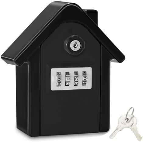 Boite a Cle Securisee Mural Boite a Clé avec Code Numérique & Clés d'urgence, Grand Key Safe Box Format XL Coffre a Clef Extérieur pour Maison, Bureau, Usine, Garages (Noir) (1/5)