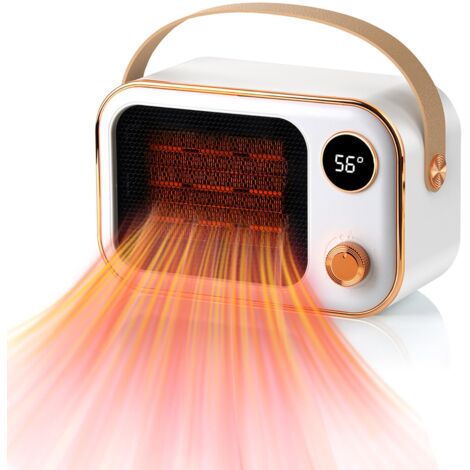 Chauffage Soufflant Ceramique, 1200W Chauffage d'Appoint Soufflant Céramique, Conception anti-basculement, Mini Radiateur Soufflant Electrique pour la chambre, le salon, le bureau (Blanc) (1/5)