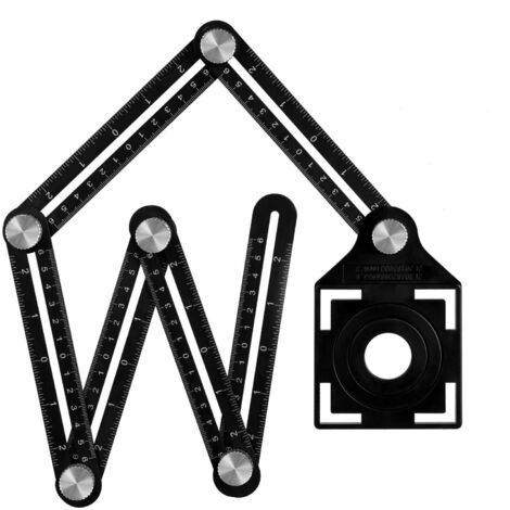 Règle de Mesure Multi-angle avec trou de positionnement, outil de gabarit d'angle en alliage d'aluminium à 6 côtés,Template Outil de mesure,noir (1/5)