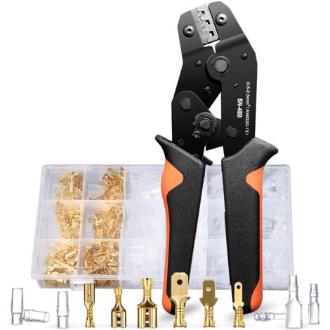 Pince a sertir cosse electrique(0.5-2.5mm²)avec 300 ensembles Connecteur electrique.3 tailles de Cosses electriques a sertir.Pince multiprise,Pince electricien,Pince à sertir,Cosse a sertir (1/5)