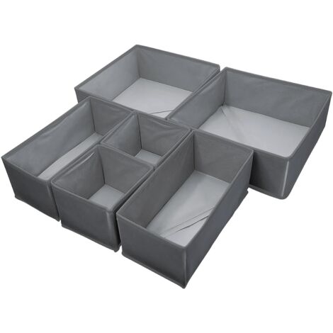 Organisateurs de Tiroirs, Séparateurs Pliables, Organisateur de Dressing pour Sous-vêtements en Tissu, Range-vêtements pour Chemises, Chaussettes, Lingerie (6 psc dark grey)