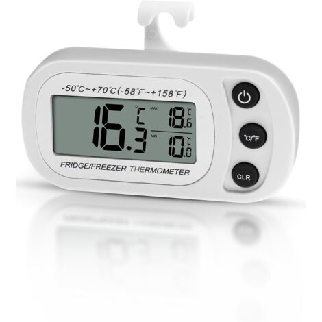 Thermomètre numérique de réfrigérateur - Fonction d'enregistrement maximale/minimale - Étanche - Pour réfrigérateur/congélateur (Blanc) (1/5)