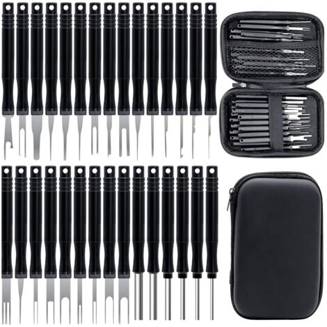 Extracteur de Cosses,30 Pièces Terminal Ejector Kit,Extracteur de Cosses,Outils de Extracteur de Cosses, Outils de Retrait de Terminal pour Câble de Voiture,Outil De Déverrouillage De Voitur (1/5)