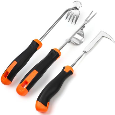3 Pièces Désherbeur Manuel, Acier Inoxydable Arrache Mauvaise Herbes, Extracteur de Mauvaises Garden avec Poignée en Caoutchouc, Outils Jardinage pour Désherber Votre Jardin, Creuser (1/5)