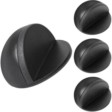 Arrêts de Portes Adhesive, 4Pièces Butées de Porte en Acier Inoxydable, Bloc Porte Sol avec Pare-Chocs en Caoutchouc, Arrêt de Porte Adhesif pour Interieur, Protection de Portes et Murs (Noir) (1/5)