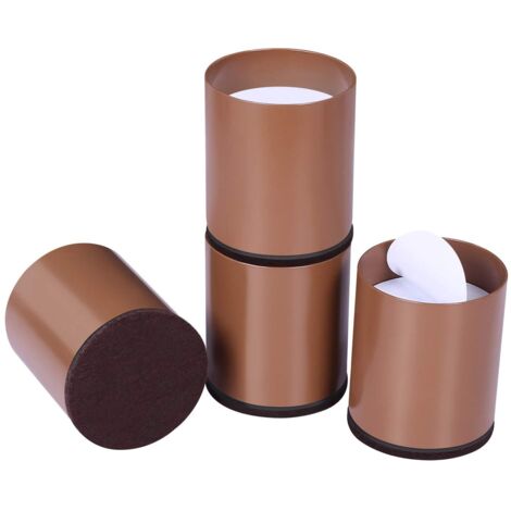 Lot de 4 rehausseurs de lit Robustes pour canapé, Table, Hauteur de Levage de 5 cm, Coussinet inférieur pour protéger Les sols, Acier Massif offrant Un Soutien Solide (Marron, Rond) (1/5)