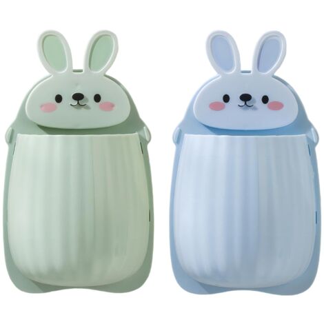 2 Pièces Porte-brosses à Dents, Support Mural pour Brosse à Dents en Forme de Lapin caricatural, Organisateur de Salle de Bain adhésif pour Brosse à Dents, Dentifrice, Rasoir, Peignes (Vert, Bleu) (1/5)