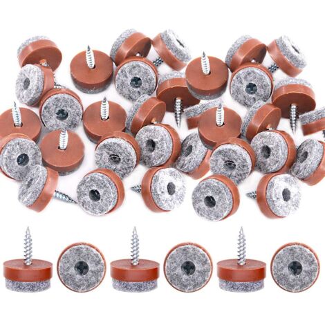 Lot de 52 patins antidérapants en feutre pour pieds de chaise, table, canapé, tabouret - Marron - 20 mm - 20 mm (1/5)
