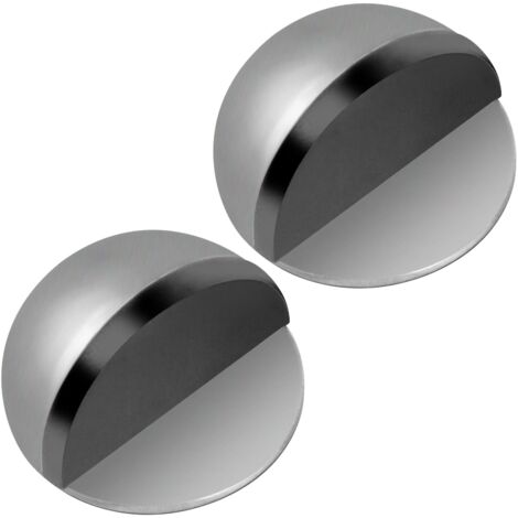 Arrêts de Portes Adhesive, 2Pièces Butées de Porte en Acier Inoxydable, Bloc Porte Sol avec Pare-Chocs en Caoutchouc, Arrêt de Porte Adhesif pour Interieur, Protection de Portes et Murs (Argent) (1/5)