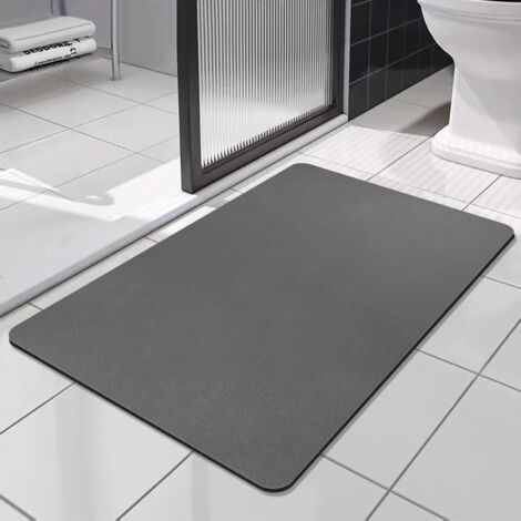Tapis de Bain Antidérapant Super Absorbant Diatomite Tapis Salle de Bain Microfibre, Microfibre de Doux Séchage Rapide, pour Portes de Salle de Bains, Salon (Gris Foncé, 40x60cm) (1/5)