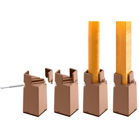 Rehausseurs de Meubles Réglables 10 cm avec Pince à Vis, 4 Pouces Rehausseur Pieds de Lit, Table, Canapé, Bureau, Rehausseur Meuble Robuste pour Pieds de Chaise de 0,8 à 1,6 Pouces, Marron (1/5)