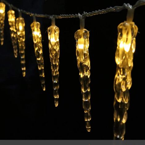 Guirlande lumineuse stalactite de glace avec 80 LED - Pour l'extérieur et l'intérieur - Étanche - 10 m - Guirlande lumineuse LED à stalactites - Tube - Lumière pluie de météores - Fonctionne (1/5)
