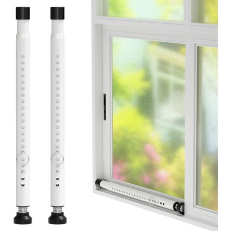 Lot de 2 barres de sécurité de 120 cm - Protection anti-effraction - Verrouillage réglable - Barre de sécurité pour fenêtre - Diamètre 25 mm - Barre de sécurité pour la maison et l'appartement - Blanc