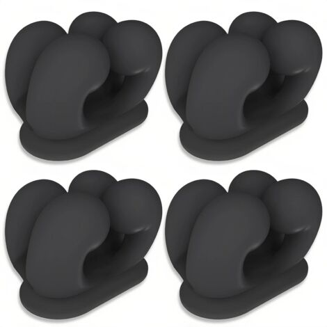 4 Pièces Support Rasoir Douche en Silicone, Noir, Multifonction Support de Brosse à Dents, Porte Brosse à Dents Mural sans Percer, pour Contenir Brosses à Dent, Rasoirs, Clés (1/5)