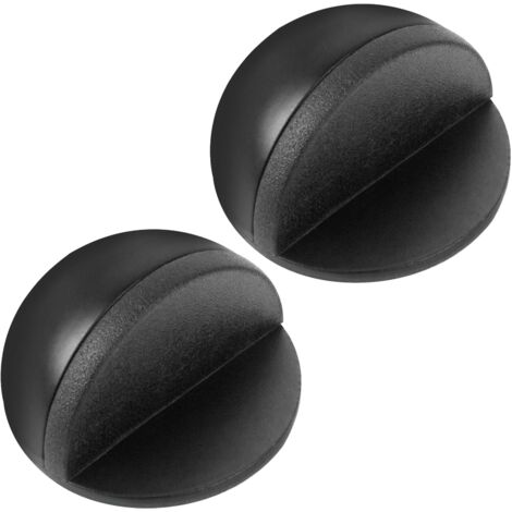 Arrêts de Portes Adhesive, 2Pièces Butées de Porte en Acier Inoxydable, Bloc Porte Sol avec Pare-Chocs en Caoutchouc, Arrêt de Porte Adhesif pour Interieur, Protection de Portes et Murs (Noir) (1/5)