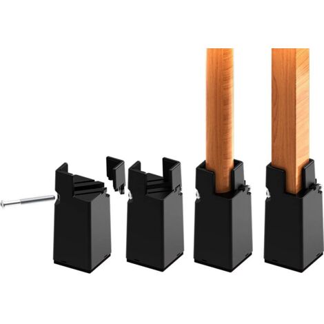 Rehausseurs de Meubles Réglables 10 cm avec Pince à Vis, 4 Pouces Rehausseur Pieds de Lit, Table, Canapé, Bureau, Rehausseur Meuble Robuste pour Pieds de Chaise de 0,8 à 1,6 Pouces, Noir (1/5)