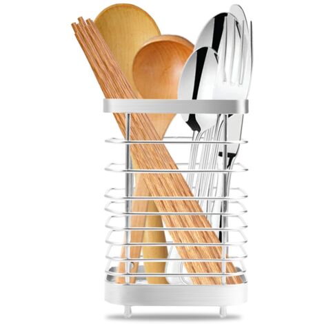 Porte Ustensiles Cuisine Inox, Range Ustensiles Cuisine Panier à Couverts en Acier Inoxydable Support D'ustensiles de Cuisine Organisateur Sur Plan à Poser pour Ustensiles de Cuisine (1/5)