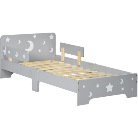 Lit enfant 3-6 ans à motifs étoiles et lune, en MDF et aggloméré, 143 x 76 x 49 cm (1/5)