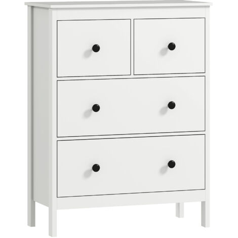 Commode à 4 tiroirs, pour vêtements et linge de lit, salon, chambre, couloir, panneaux de particules, blanc (1/5)