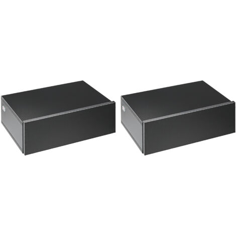 Ensemble de 2 tables de chevet suspendues avec 1 tiroir, fixation murale, style moderne, 40 x 30 x 15 cm, noir (1/5)