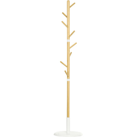 Porte-manteau moderne pour entrée, avec 8 crochets pour vêtements et sacs, style arbre, Ø 37,8 x 175,6 cm, naturel (1/5)