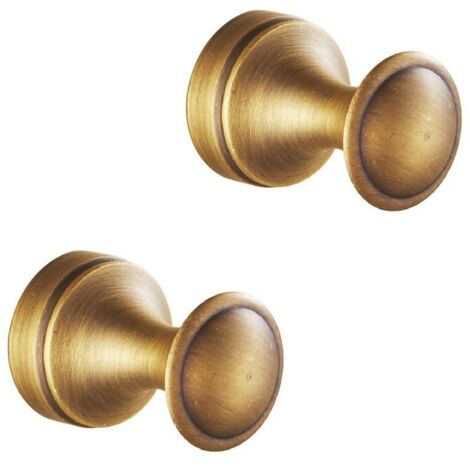 Retro Crochets Ganci en Laiton, Muro Ant Montato in Ottone Bagno Asciugamano Ganci 2Pack Laiton Antique (1/5)