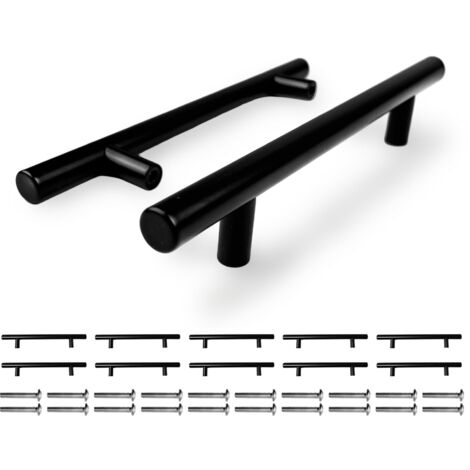 Poignee de Meuble Noir, Entraxe 128mm, Acier Inoxydable Poignées, Poignet de Porte Cuisine, Poignet Armoir, Lot de 10, Tiroir pour Poig avec Vis, pour Tiroirs, Armoires Placard (1/5)