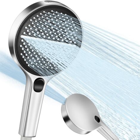 Pommeau de Douche Haute Pression Pommeau Douche Grand 150 Mm 4 Types de Jets Douchette économie D'Eau Haute Pression Large Pommes Douche et Douches à Main Douchette Salle de Bain (Argent) (1/5)