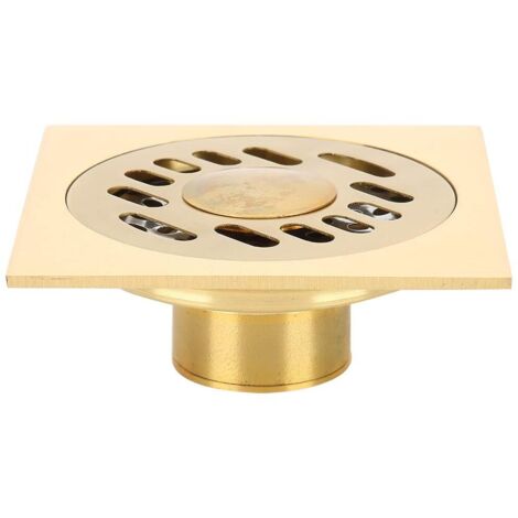Carré Cuivre Drain de Sol, Grille d'Écoulement Anti-Odeurs avec Filtre à Cheveux 10x10cm en Cuivre pour Salle de Bain et Douche