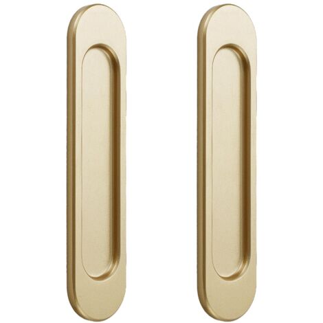 2x Poignées de Porte Coulissante Ovales Autocollantes, Poignée Porte Coulissante, Alliage D'aluminium or mat sans Perforation pour Portes Coulissantes de Grange, Fenêtres, Armoires / 15 cm (1/5)