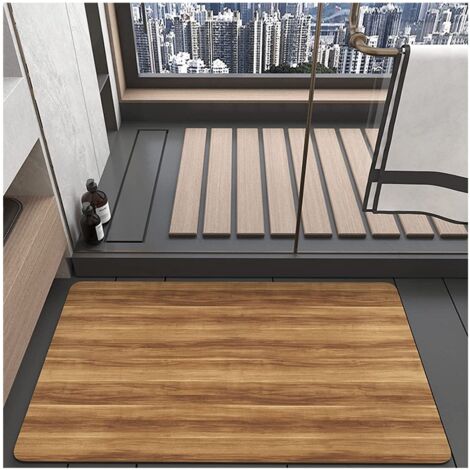 Tapis de Bain Antidérapant Super Absorbant Diatomite Tapis Salle de Bain Microfibre Baignoire Douche Doux Séchage Rapide (1/5)