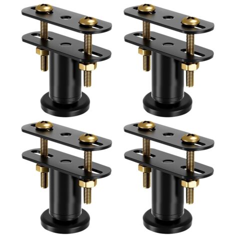 Lot de 4 Pieds de Lit Réglables en Hauteur de 8 à 12 cm - Kit de Renforcement pour Barre Centrale et Sommier à Lattes - Pieds de Support Robustes pour Cadre de Lit(Noir) (1/5)