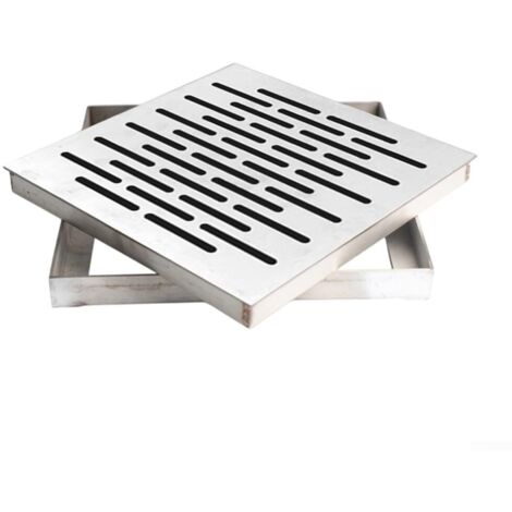 Grille de drainage de sol carrée en acier inoxydable avec cadre, conception antidérapante à écoulement d'eau rapide pour intérieur et extérieur (150 x 150 x 20 mm)