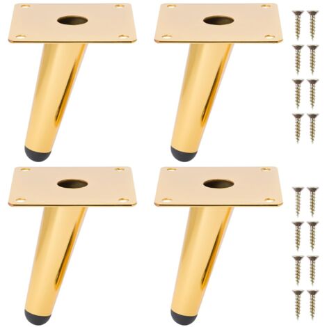Pieds de Meuble 4Pcs Pieds de Table Oblique Cône Pieds de Canapé Pieds d'armoire en Métal pour Armoire Chaise Table (10cm Hauteur,Doré) (1/5)