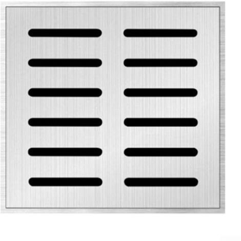 Siphon de sol en acier inoxydable avec cadre, drain d'égout en acier inoxydable, grille pour eau de pluie, drain carré de sol avec cadre (200 x 200 x 20 x 2 mm) (1/5)