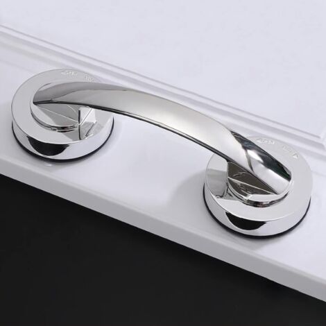 Grandes poignées de porte et de fenêtre en verre, portes coulissantes de salle de bain, armoires, poignées sans trou, poignées de réfrigérateur, barres d'appui de douche (argent) (1/5)