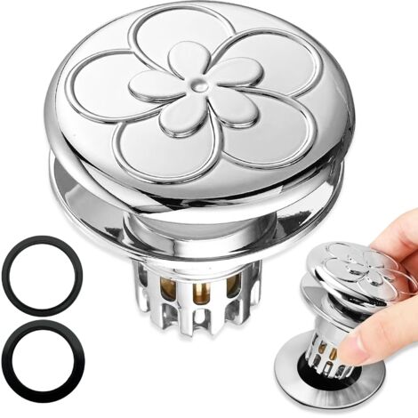 1 Pièces Bouchon de lavabo, Pop up Bouchon de vidage Universel, Bouchon de Vidange Amélioré, Flitre de Vidange Anti-Bloqué, avec Filtre Net, pour Baignoire, Cuisine, Lavabo (34-40mm). (1/5)