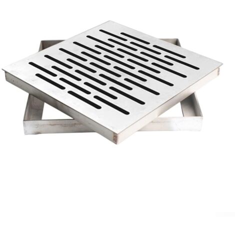 Grille de drainage de sol carrée en acier inoxydable avec cadre, plusieurs tailles, antidérapant, débit d'eau rapide, pour intérieur ou extérieur, salle de bain, cuisine (300 x 300 x 20 mm)