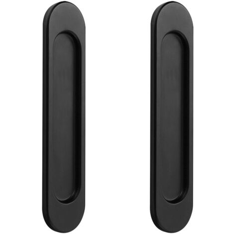 2x Poignées de Porte Coulissante Ovales Autocollantes, Poignée Porte Coulissante, Alliage D'aluminium or mat sans Perforation pour Portes Coulissantes de Grange, Fenêtres, Armoires (noir) (1/5)